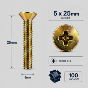 Pernos Cremona 5x25 mm PH2 – 100 Unidades